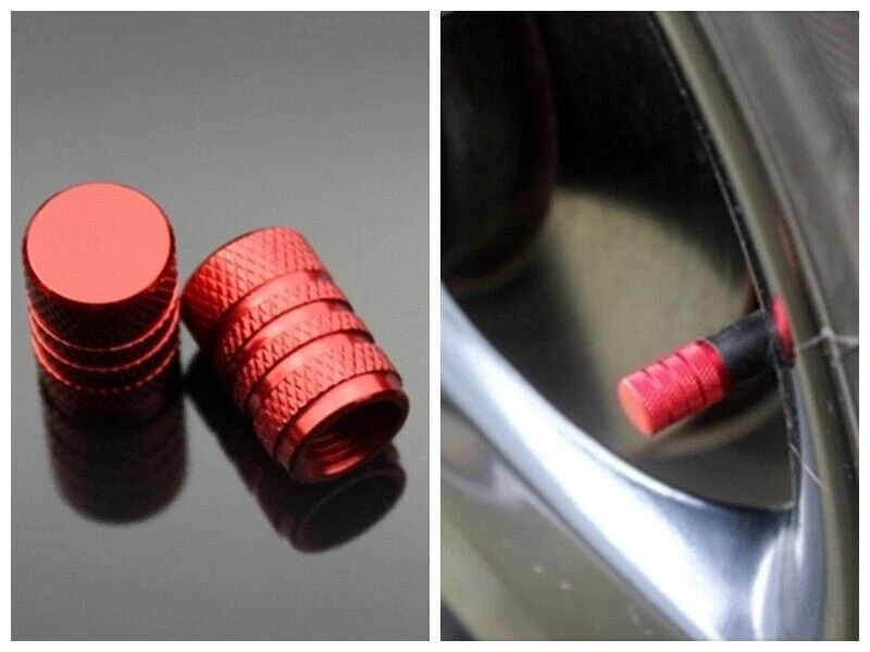 8 Pcs Universal Red Aluminum Tire Valve Caps Air Stem Cover for Car Motor Bike - Image 4 of 4