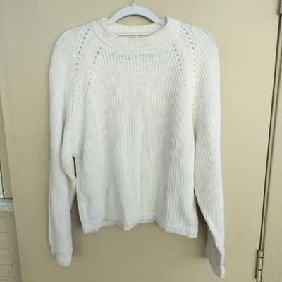CHAUS SPORT Vintage White Knit Cotton Sweater Size Medium