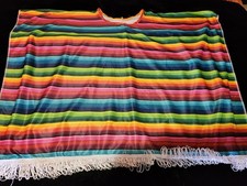 Colorful Mexican Poncho One Size Fits All