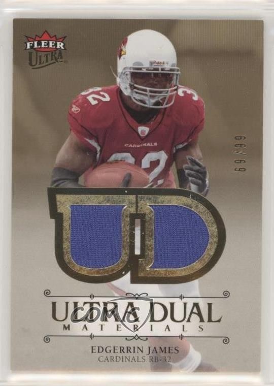 2007 Fleer Ultra Dual Materials Gold 69/99 Edgerrin James #UDM-EJ HOF 2u3