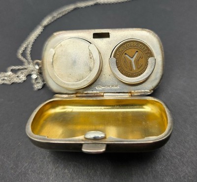 Vintage WEBSTER Sterling Silver Vermeil Double Coin Holder Necklace