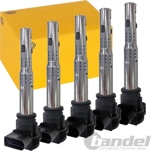 5X Hella ZÜNdspule 4 Polig FüR Audi A3 A4 A5 A6 Q3 Q5 VW Golf 5+6 T5 T6 Passat-image
