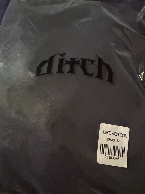 DITCH Masked Pullover Hoodie Logo Coal Gray Men’s Regular Size M MHA3
