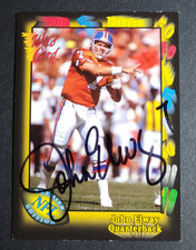 1991 WILD CARD FOOTBALL #4 JOHN ELWAY AUTOGRAPH WITH COA DENVER BRONCOS *NRMT*