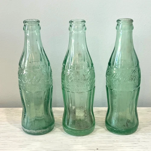 Vintage 1950s Coca-Cola HobbleSkirt 6 Oz Green Glass Soda Bottle Florida Miami +