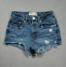 Garage Shorts Womens 3 Blue Cutoffs 2" Festival High Rise Ripped Faded Denim