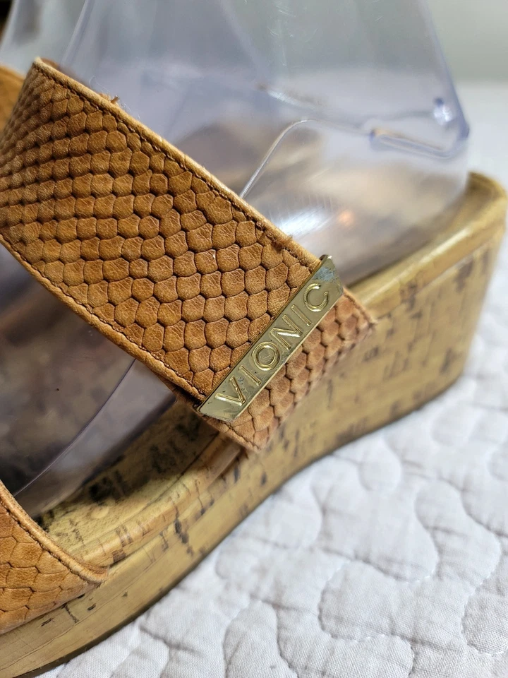 Vionic Pepper Women Size 8 Wedge Sandals Adjustable Brown Snake Platform  - Image 2 of 4