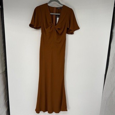 NWT Nasty Gal Flare Sleeve Midi Tea Dress Women's Sz 0 Rust Twisted Front Cutout | eBay NWT Nasty Gal Flare Sleeve Midi Tea Dress Women's Sz 0 Rust Twisted Front Cutout | eBay