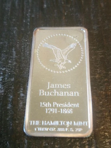 one once fine silver bar James Buchanan