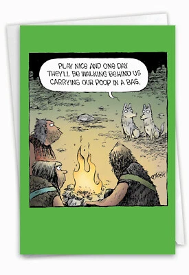 NOBLEWORKS Funny Birthday 5"x7" Greeting Card w/ Envelope (1 Card) Birthday Dog Followers