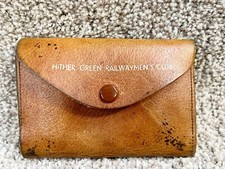VINTAGE MENS LEATHER WALLET HITHER GREEN RAILWAYMEN'S CLUB