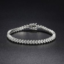 1.4MM Moissanite Tennis Chain Bracelet 3 Rows 925 Sterling Silver Women 14-23cm