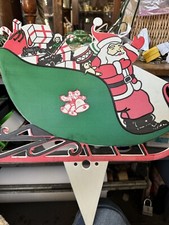 Vintage Christmas Outdoor Santa Sleigh And 8 Reindeer Yard Stakes