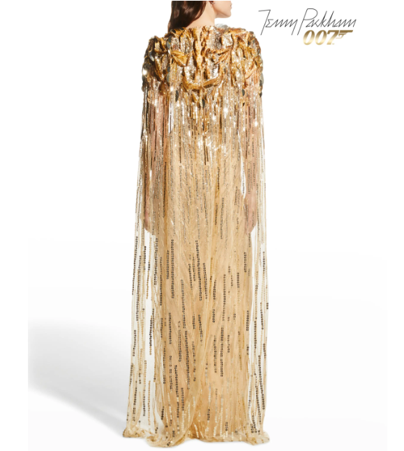 Jenny Packham 007 Goldfinger Sequinned Cape Gown UK 10 (US 6) New With Tags  | eBay