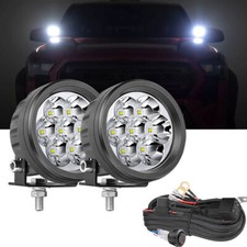Pair 3.5 Round Led Driving Lights Fog Ditch Pods Off Road Pickup Wiring Kit