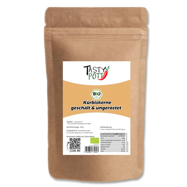 Tasty Pott Bio KüRbiskerne GeschäLt Und UngeröStet 1Kg Vegane KüChe Snack KüRbis-image