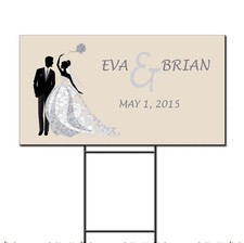 Wedding Reception Marriage Gray Bride Groom Custom Plastic Yard Sign w/ Stakes