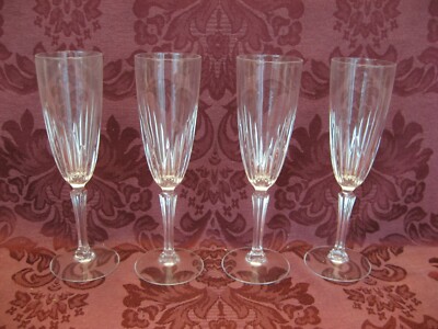Cristal de Flandre Austria Crystal Champagne Flutes- Set of Four (4)- Very Nice!