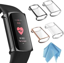 4 Pack Case For Fitbit Charge 6/ 5 Full-Around Screen Protector TPU Cover Bumper