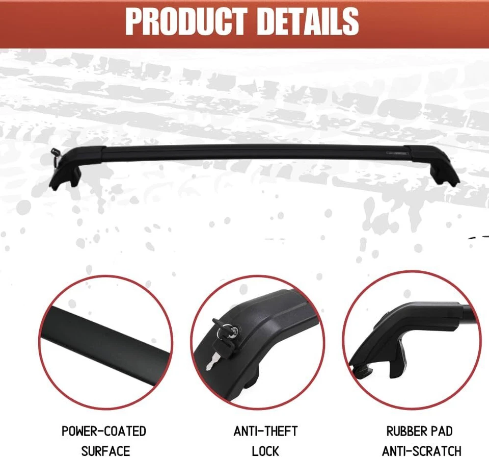 4PCS Roof Rack Rails Cross Bars For 2013-2021 Mitsubishi Outlander Side Rails - Image 4 of 4