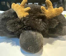 Pillow Pets Pee Wees Brown Moose Plush Stuffed Animal Pillow 2010 12x9”