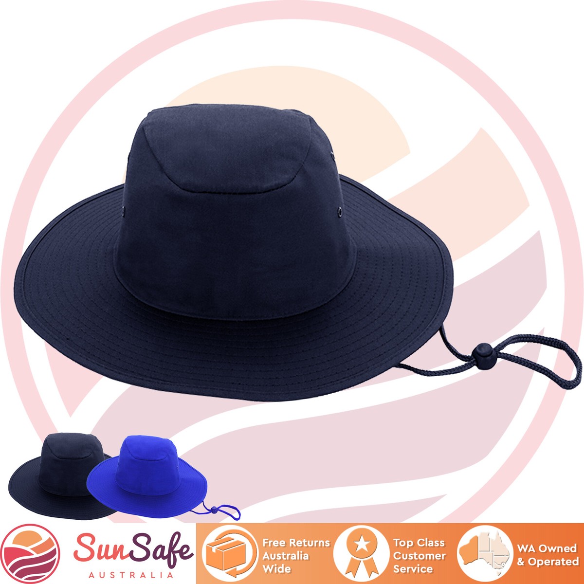 SOMETHING SPECIAL Blue Extra Wide Brim Hat Kids Wide Brim + Flap Neck Sun Protective Adventure Hat - Navy main image 2