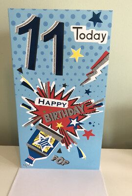 HAPPY 11TH BIRTHDAY CARD By Simon Elvin, AGE 11 BOY CARD with Foil Finish.