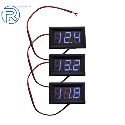 3 Pack DC 4.5-30V Blue LED 3Digital Display Voltage Meter Voltmeter Panel US