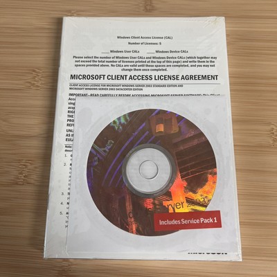 Microsoft Windows 2003 Server Standard Edition 5 CALs w/Key BRAND NEW SEALED
