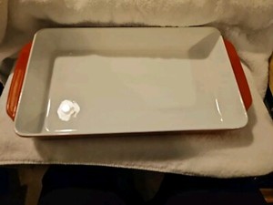 COPCO Denmark-Michael Lax 1970's Cast Iron-Rectangular  8 1/2 x 14  Orange NOS 