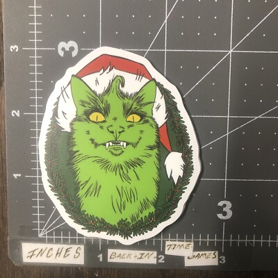 The Grinch Cat Adult Humor Sticker For Skateboard Phone Guitar Ect Mat120