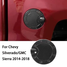 Fuel Tank Door Cover Gas Cap For Chevy Silverado/GMC Sierra 2014-18 Carbon Fiber