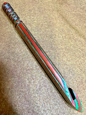 Hand carved Red / Green Holiday Holly WOOD LARGE YARN CROCHET HOOK size Q