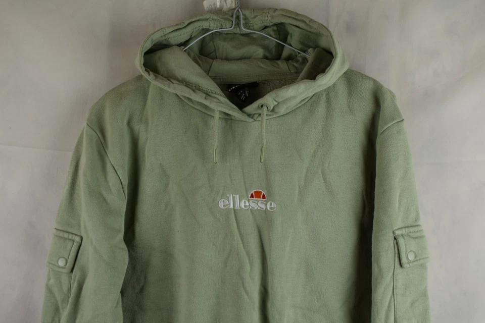 ELLESSE Green Hoodie size Uk 6 Womens Pullover Sportswear Retro Crop - Image 2 of 4