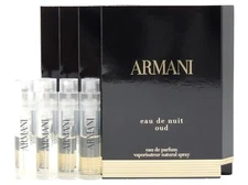GIORGIO ARMANI EAU DE NUIT OUD EDP 1.5ml .05oz x 4 COLOGNE SPRAY SAMPLE VIALS