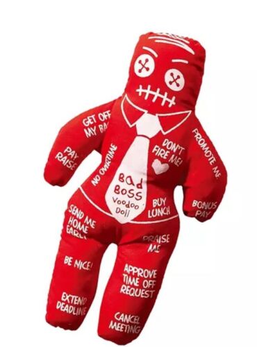Voodoo Doll 8-inch with 6 Pins RED Bad Boss Novelty or White Elephant gift - Afbeelding 1 van 5