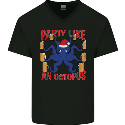 Bier Party Octopus Weihnachten Scuba Tauchen Herren V-Neck Baumwolle