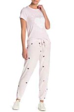 Chaser Black Hearts Cozy Knit Lounge Jogger Pants Light Pink M