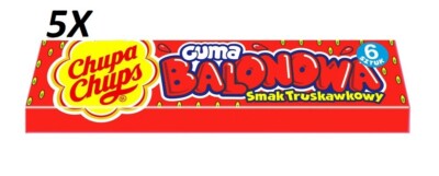 5X CHUPA CHUPS BUBBLE GUM SWEET RETRO LOLLIPOP STRAWBERRY FLAVOUR 27G
