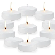 3 inch White Floating Candles Bulk,12Pack Dripless Wax Unscented Wax 13-15Hou...