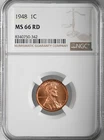 1948-P  1C LINCOLN WHEAT CENT "PHILADELPHIA MINT" NGC MS66 RD (RED) #8340750-342