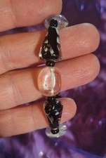 Child's Handmade Glass Black, White And Clear Bead Bracelet