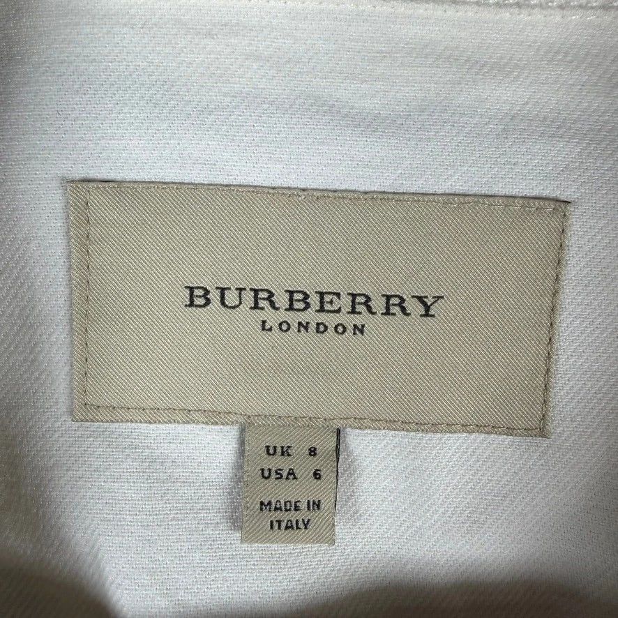 Chaqueta Blazer Burberry London Mujer 6 Blanco Denim Nova Check Ribete Italia Lujo
