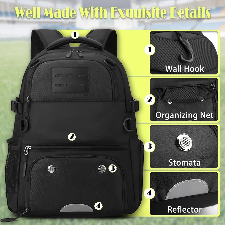 Basketball Rucksack Sportrucksack mit Schuhfach & Ballfach Wasserfester Baske... - Bild 4 von 4