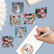 Weihnachtskarten Set Rauten Motiv DIY Papier Schneemann Kunst Modern