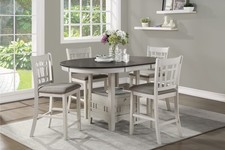 Traditional Design Antique White Finish Counter Height Dining Set 5pc Table w