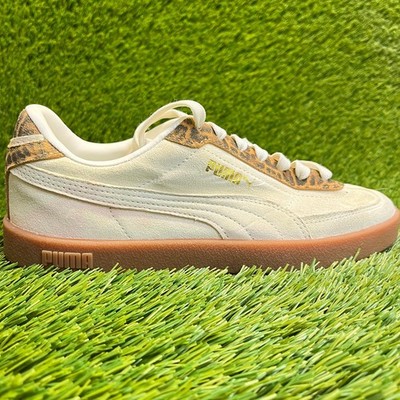 Puma Club II Era SD Womens Size 7.5 Ivory Brown Athletic Suede Shoes Sneakers