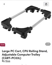 CPU Stand with Wheels - Adjustable Rolling Platform Computer Tower Stand - PC