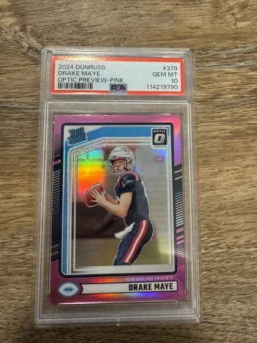 2024 Donruss Drake Maye Optic Preview Pink #379 PSA 10 Rookie RC