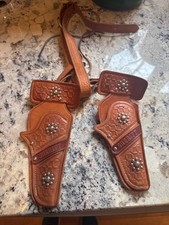 Vintage Mattel Western Toy Gun Holster Belt Sheriff Embossed Plastic